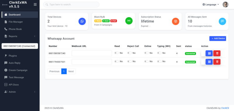 ClerkExWA Source Code – All-in-One WhatsApp SMS Gateway for Notifications, OTP & Marketing - Image 2